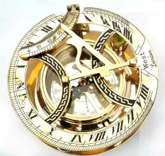 Antique Brass Sundial Compass Nautical Navigation Instrument